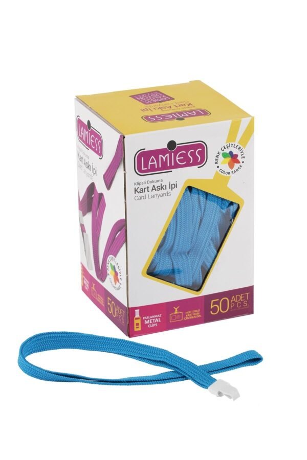 Lamiess Kart Askı İpi Plastik Kancalı Mavi 50'Li - Görsel 1