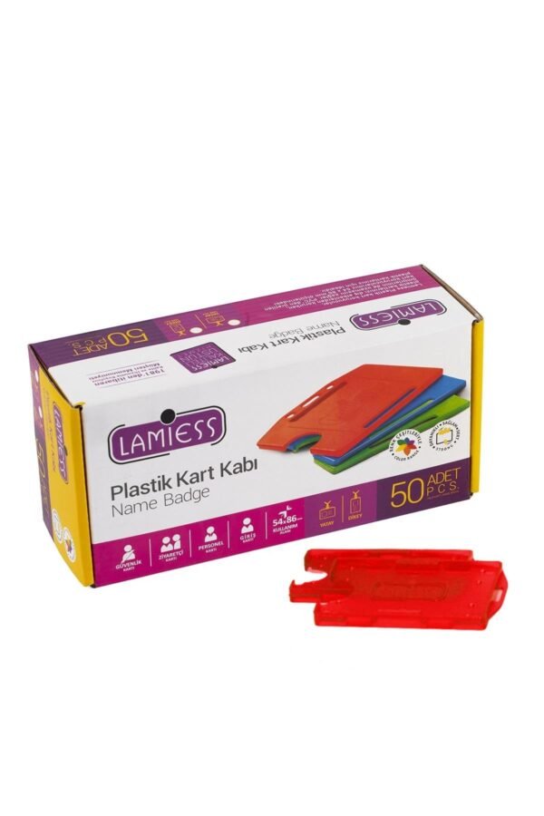Lamiess  Lms 211 Yatay Dikey Çift Hazneli Kart Kabı Şeffaf Kırmızı 25'Li - Görsel 1