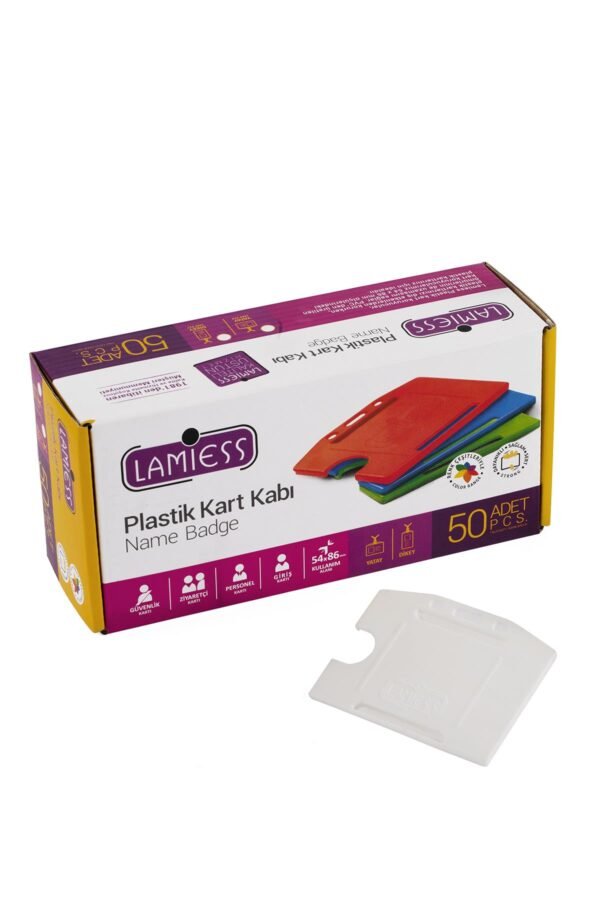 Lamiess  Lms 214 Yatay Plastik Kart Kabı Beyaz 50'Li - Görsel 1