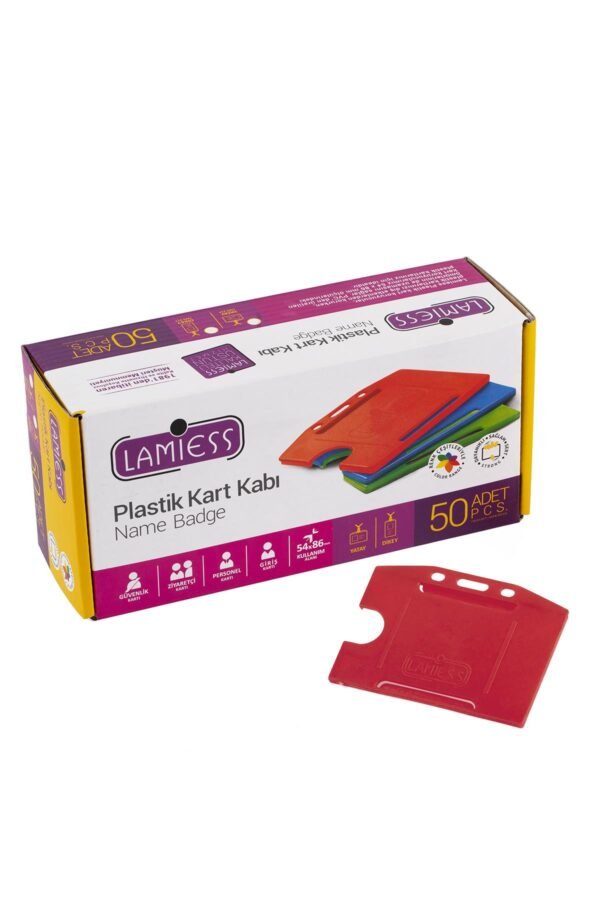 Lamiess  Lms 214 Yatay Plastik Kart Kabı Kırmızı 50'Li - Görsel 1