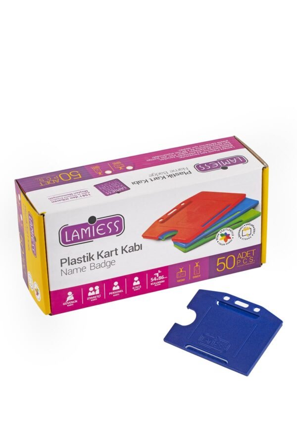 Lamiess  Lms 214 Yatay Plastik Kart Kabı Lacivert 50'Li - Görsel 1
