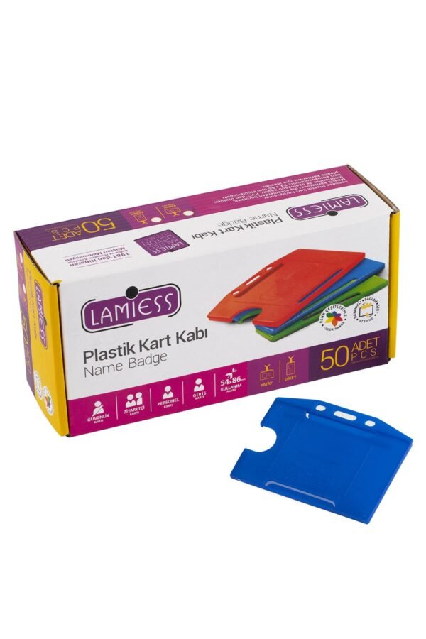 Lamiess  Lms 214 Yatay Plastik Kart Kabı Mavi 50'Li - Görsel 1