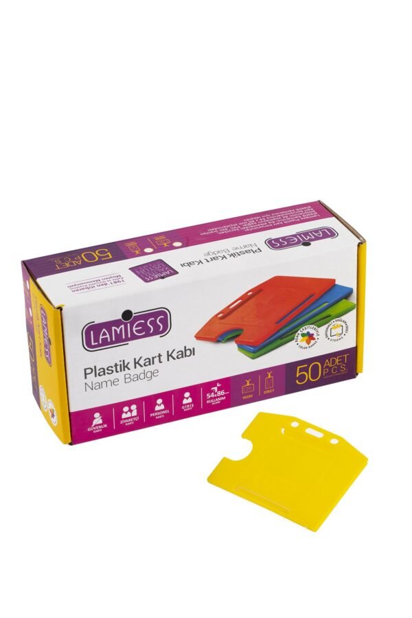 Lamiess  Lms 214 Yatay Plastik Kart Kabı Sarı 50'Li - Görsel 1