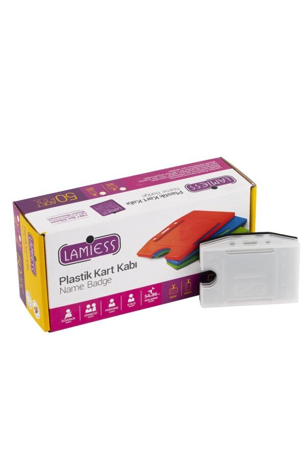 Lamiess  Lms 214 Yatay Plastik Kart Kabı Şeffaf 50'Li - Görsel 1