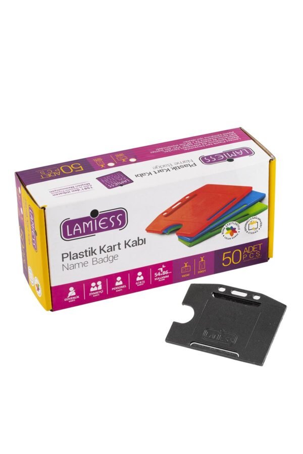 Lamiess  Lms 214 Yatay Plastik Kart Kabı Siyah 50'Li - Görsel 1