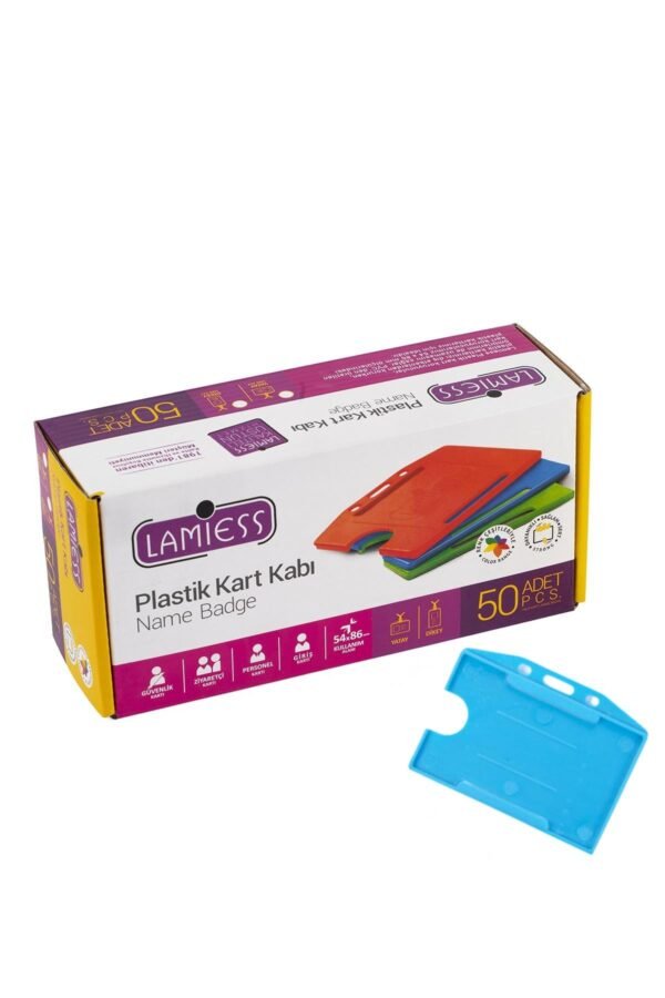 Lamiess  Lms 214 Yatay Plastik Kart Kabı Turkuaz 50'Li - Görsel 1