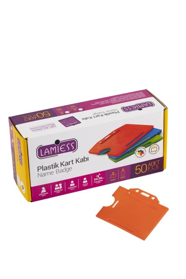 Lamiess  Lms 214 Yatay Plastik Kart Kabı Turuncu 50'Li - Görsel 1