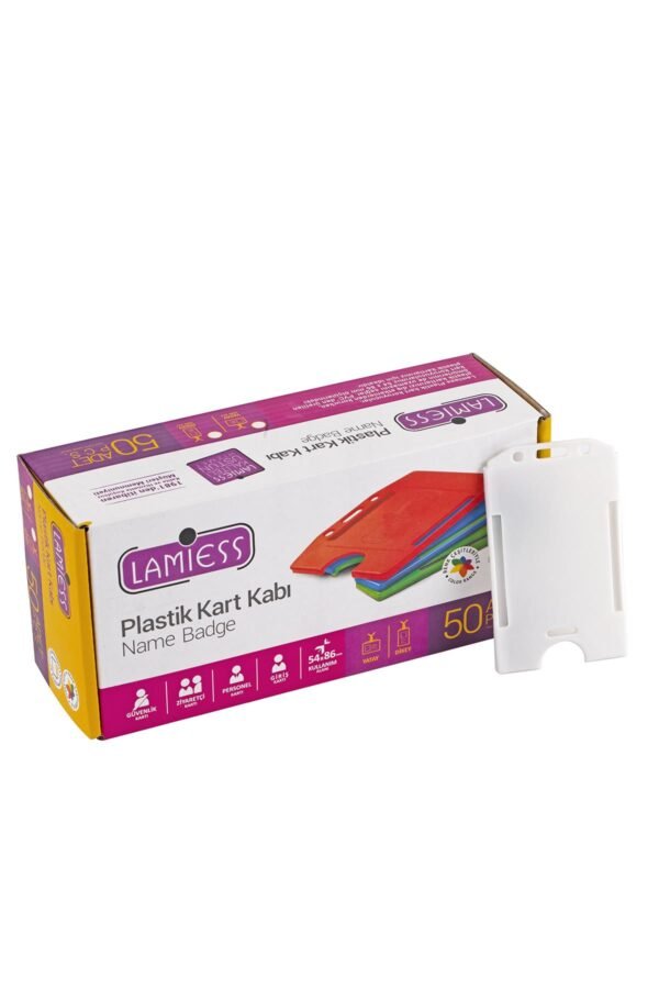 Lamiess  Lms 217 Dikey Plastik Kart Kabı Beyaz 50'Li - Görsel 1