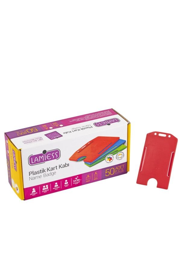Lamiess  Lms 217 Dikey Plastik Kart Kabı Kırmızı 50'Li - Görsel 1