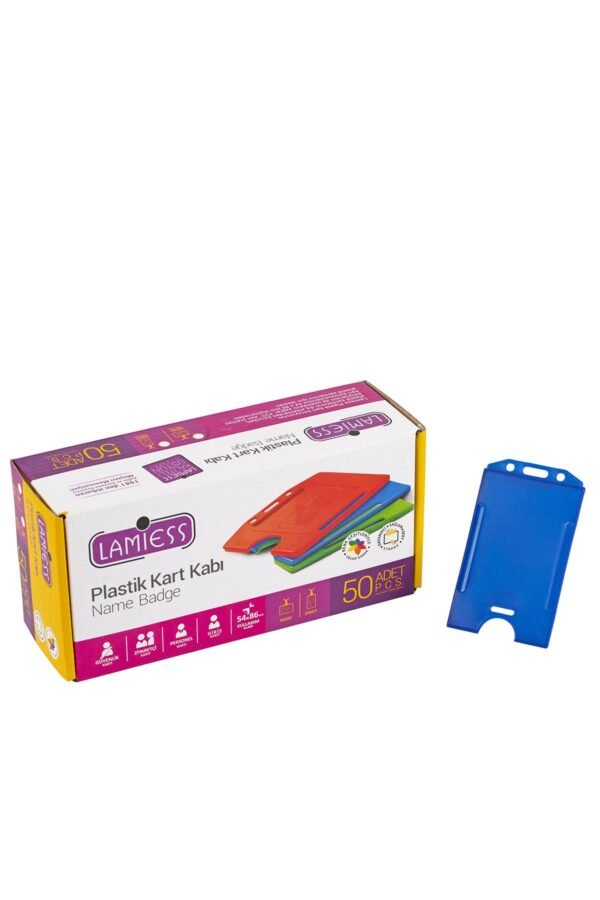 Lamiess  Lms 217 Dikey Plastik Kart Kabı Lacivert 50'Li - Görsel 1