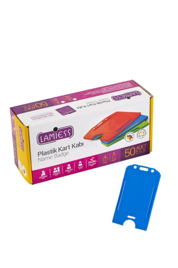 Lamiess  Lms 217 Dikey Plastik Kart Kabı Mavi 50'Li - Görsel 1