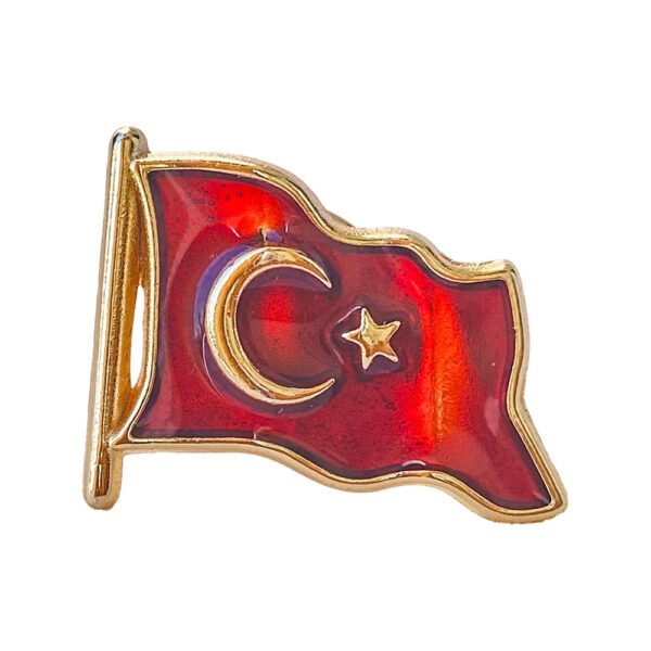 Türk Bayrağı Mineli Yaka Rozeti (İğneli) - Görsel 1
