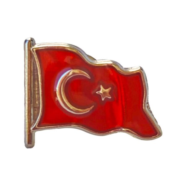 Türk Bayrağı Mineli Yaka Rozeti (İğneli) - Görsel 1
